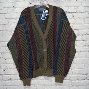 Vintage NWT Pendleton 100% Wool Coogi Style Cardigan Sweater